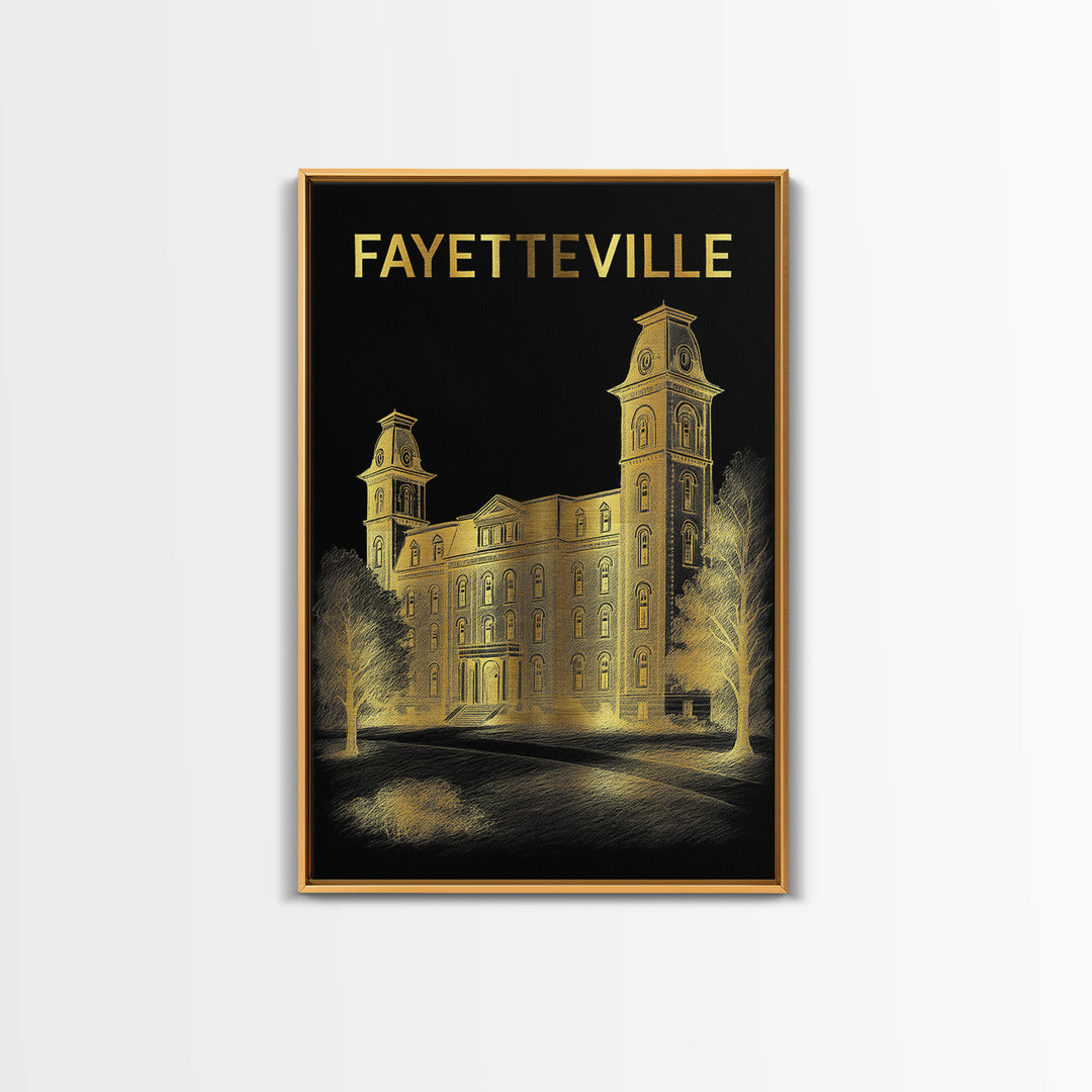Fayetteville North Carolina Travel Poster, Canvas Print, Black And Gold Line Art, Fayetteville Poster Print, Travel Poster Set, Wall Art
