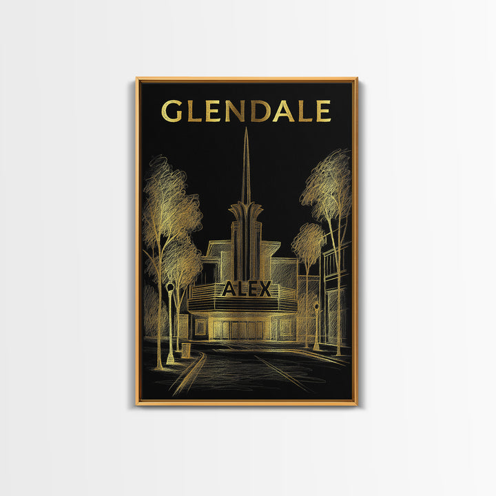 Glendale Arizona Travel Poster, Canvas Print, Dark Background Poster Art, Glendale City Art, Travel Wall Decor, Wall Art, Art Print