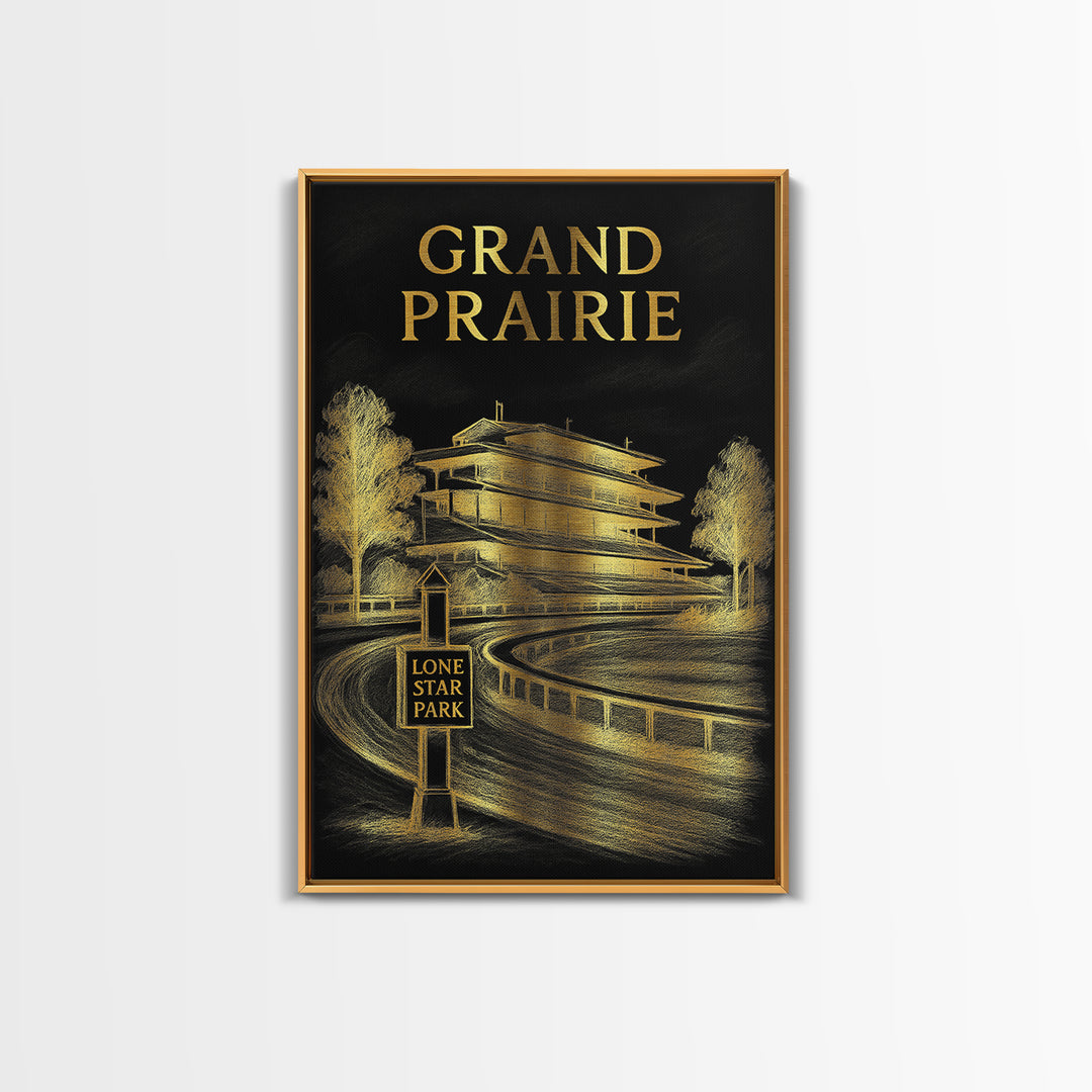 Grand Prarie Travel Poster, Canvas Print, Dark Background Poster Art, Grand Prarie Travel Art, Vintage Travel Print, Living Room Wall Art