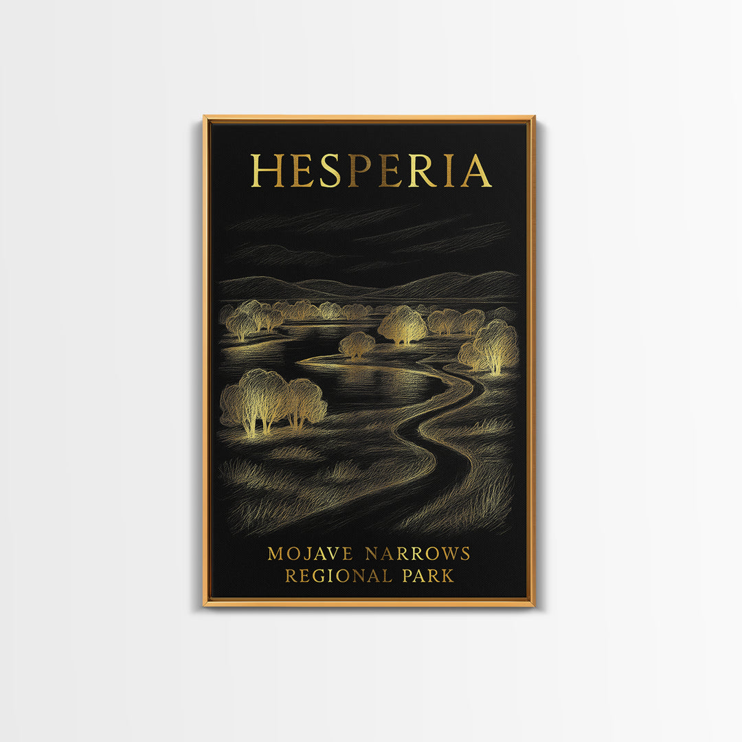 Hesperia California Travel Poster, Canvas Print, Gold Sketch Wall Art, Hesperia Wall Art, City Travel Prints, Wall Art, City Illustration