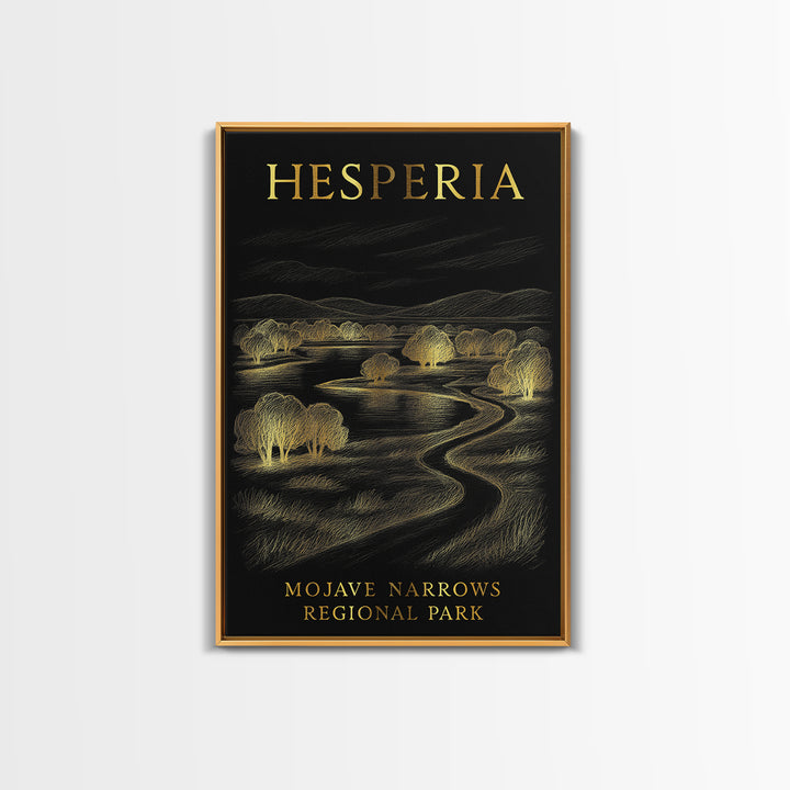 Hesperia California Travel Poster, Canvas Print, Gold Sketch Wall Art, Hesperia Wall Art, City Travel Prints, Wall Art, City Illustration
