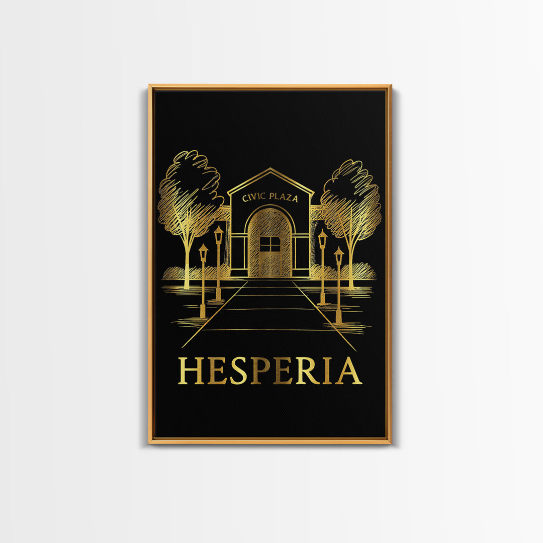 Hesperia Travel Poster, Canvas Print, Dark Background Poster Art, Hesperia Poster Print, Watercolor Skyline, Home Office Decor