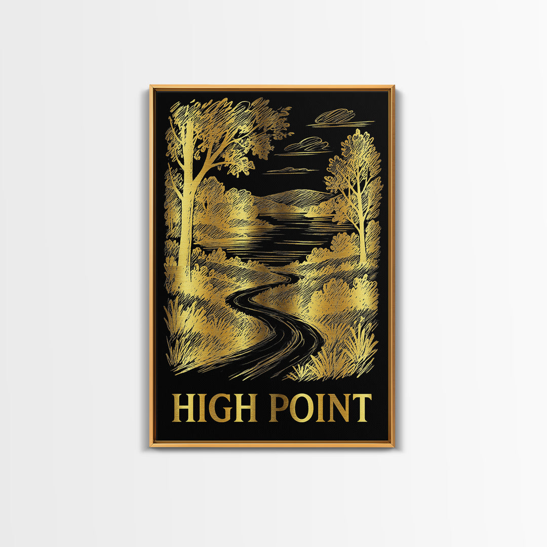 Hight Point Travel Poster, Canvas Print, Elegant Gold City Art, Hight Point City Art, Vintage City Art, Retro Travel Print, Poster Art