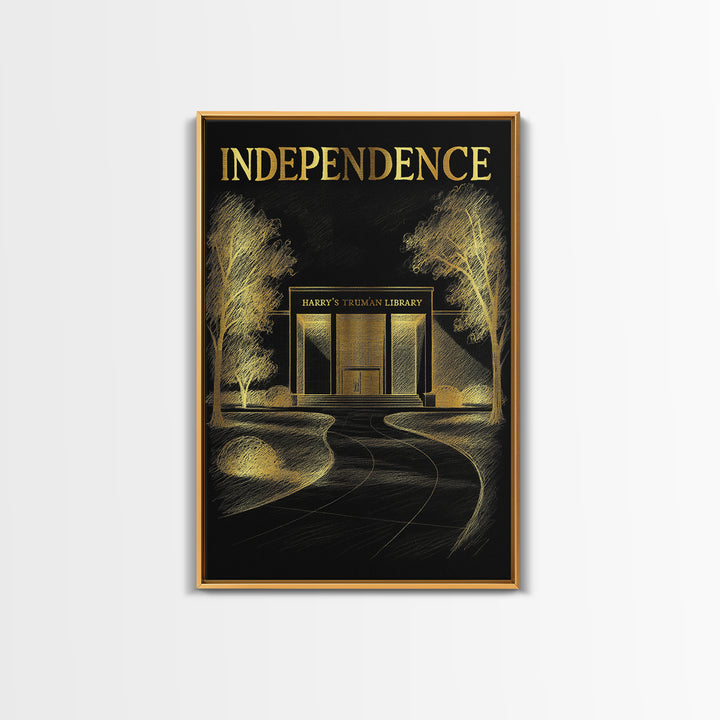 Independence Missouri Travel Poster, Canvas Print, Elegant Gold City Art, Independence Poster Print, City Illustration, Travel Poster Set