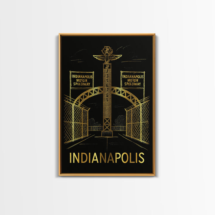 Indianapolis Travel Poster, Framed Canvas Print, Dark Background Poster Art, Indianapolis Wall Art, Wanderlust Decor, City Art Print