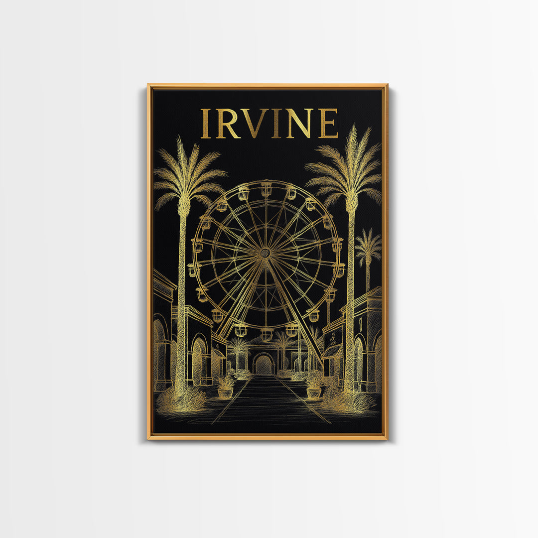 Irvine California Travel Poster, Canvas Print, Dark Background Poster Art, Irvine Wall Art, Home Office Decor, Modern Wall Decor, Wall Art