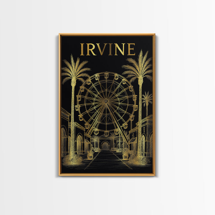 Irvine California Travel Poster, Canvas Print, Dark Background Poster Art, Irvine Wall Art, Home Office Decor, Modern Wall Decor, Wall Art