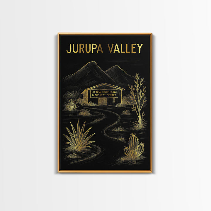 Jurupa Valley California Travel Poster, Canvas Print, Elegant Gold City Art, Jurupa Valley Wall Art, Gift For Travelers, City Travel Prints