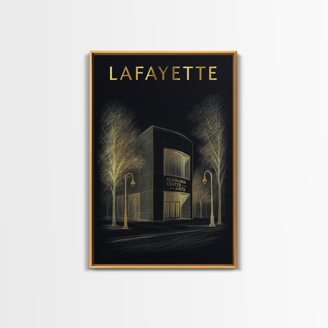 Lafayette Louisiana Travel Poster, Canvas Print, Dark Background Poster Art, Lafayette Poster Print, Fine Art Print, Vintage City Poster