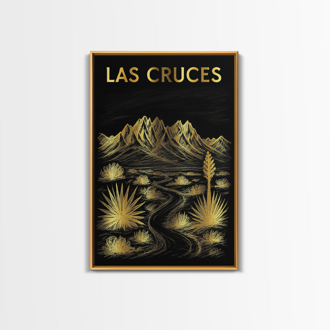 Las Cruces New Mexico Travel Poster, Canvas Print, Dark Background Poster Art, Las Cruces City Art, Living Room Wall Art, Travel Art Print