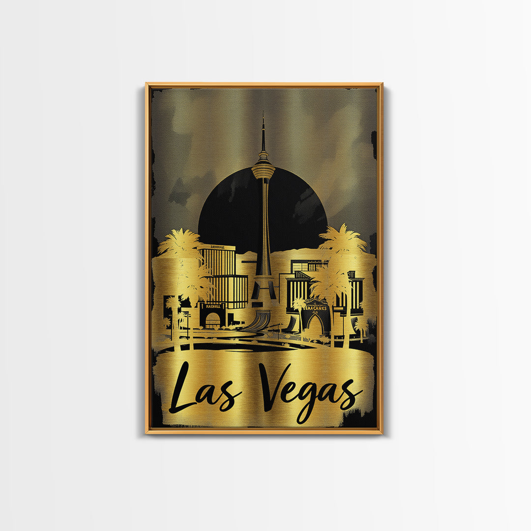 Las Vegas Nevada Travel Poster, Framed Canvas Print, Dark Background Poster Art, Las Vegas Poster Print, Eclectic Wall Decor, Fine Art Print