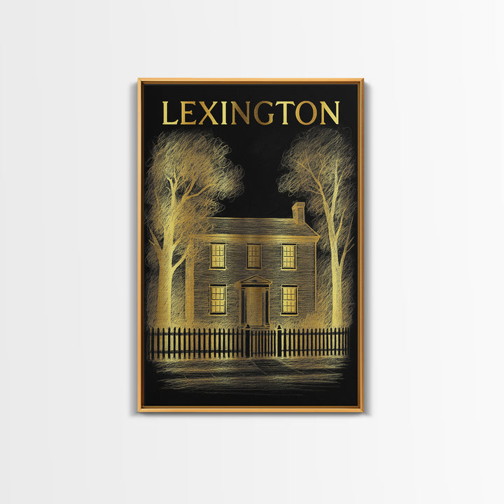 Lexington Kentucky Travel Poster, Framed Canvas Print, Dark Background Poster Art, Lexington City Art, Home Office Decor, Retro Travel Print