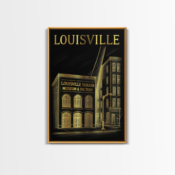 Louisville Kentucky Travel Poster, Canvas Print, Dark Background Poster Art, Louisville Poster Print, Home Office Decor, Wall Art