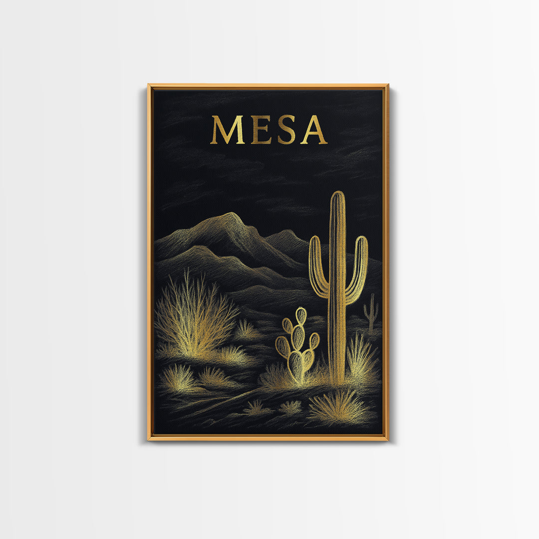Mesa Arizona Travel Poster, Canvas Print, Dark Background Poster Art, Mesa Art Print, Travel Wall Art, Travel Wall Decor, Wall Decor
