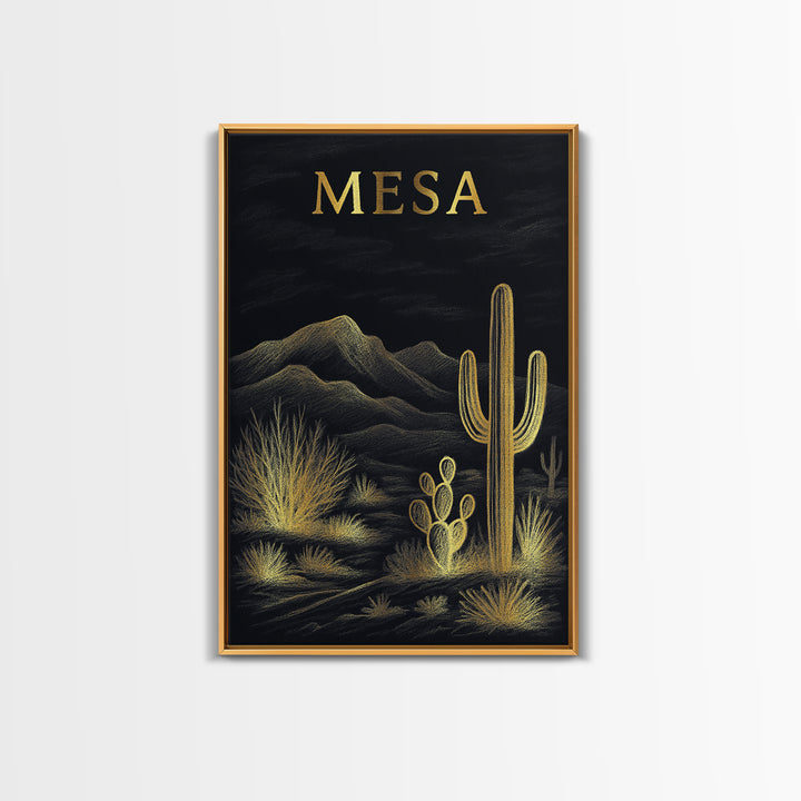Mesa Arizona Travel Poster, Canvas Print, Dark Background Poster Art, Mesa Art Print, Travel Wall Art, Travel Wall Decor, Wall Decor
