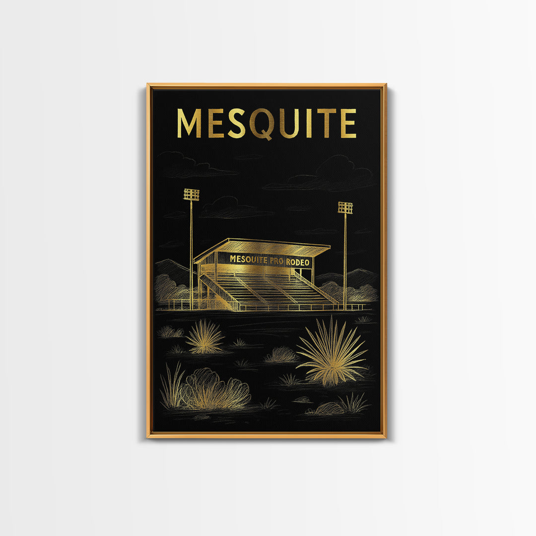 Mesquite Texas Travel Poster, Canvas Print, Dark Background Poster Art, Mesquite Wall Art, Gift For Travelers, Wanderlust Decor