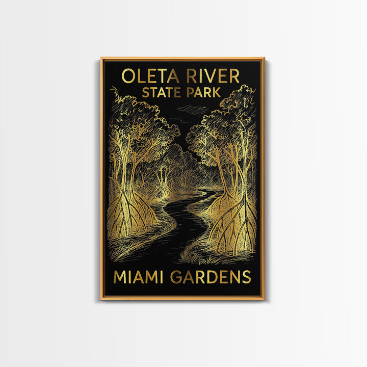 Miami Gardens Travel Poster, Canvas Print, Gold Sketch Wall Art, Miami Gardens Travel Art, City Travel Prints, Retro Travel Print