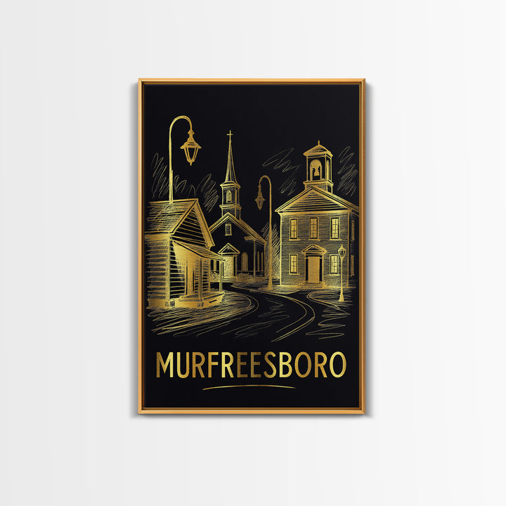 Murfreesboro Travel Poster, Canvas Print, Dark Background Poster Art, Murfreesboro Art Print, Travel Wall Decor, City Travel Prints