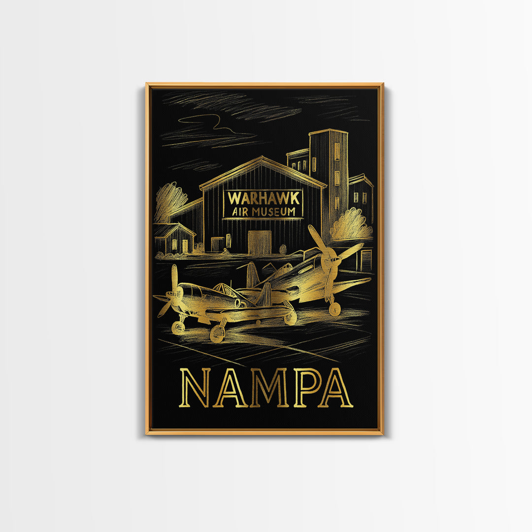 Nampa Travel Poster, Framed Canvas Print, Gold Sketch Wall Art, Nampa Travel Art, Modern Wall Decor, Travel Wall Decor, Travel Wall Art