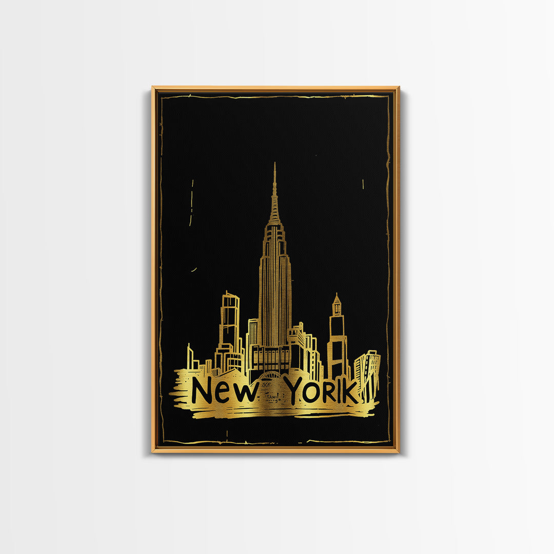 New York City New York Travel Poster, Canvas Print, Dark Background Poster Art, New York Poster Print, Wall Art, Wanderlust Decor