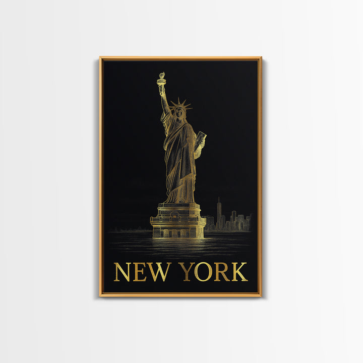 New York Travel Poster, Canvas Print, Gold Sketch Wall Art, New York Poster Print, Living Room Wall Art, Travel Wall Art, Gift For Travelers