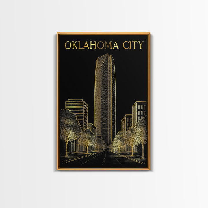 Oklahoma Travel Poster, Canvas Print, Gold Sketch Wall Art, Oklahoma Poster Print, Travel Poster Set, Fine Art Print, Gift For Travelers