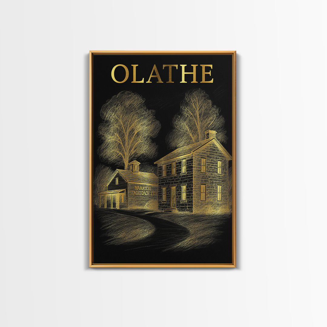 Olathe Kansas Travel Poster, Canvas Print, Dark Background Poster Art, Olathe Art Print, Fine Art Print, Travel Print, City Art Print