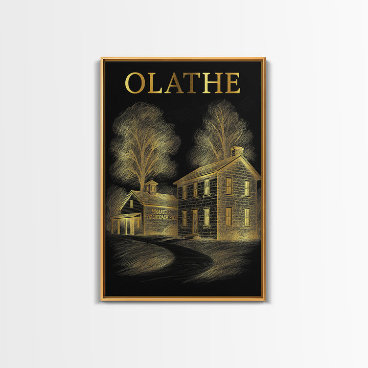Olathe Kansas Travel Poster, Canvas Print, Dark Background Poster Art, Olathe Art Print, Fine Art Print, Travel Print, City Art Print