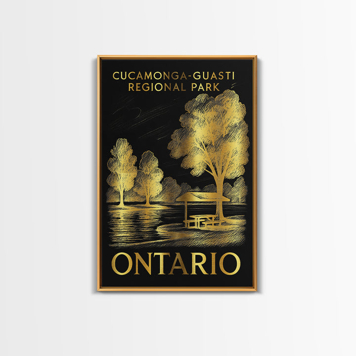 Ontario Travel Poster, Framed Canvas Print, Elegant Gold City Art, Ontario Travel Art, Vintage City Art, Vintage Travel Art, Poster Art