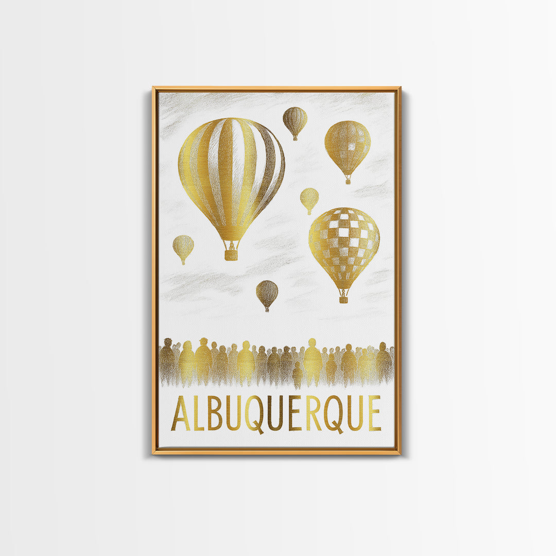 Albuquerque Travel Poster, Framed Canvas Print, Gold Line Drawing Wall Art, Albuquerque Art Print, Travel Poster Art, Wanderlust Decor