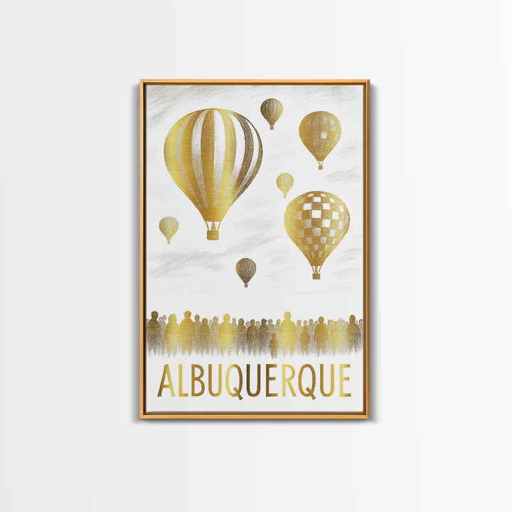 Albuquerque Travel Poster, Framed Canvas Print, Gold Line Drawing Wall Art, Albuquerque Art Print, Travel Poster Art, Wanderlust Decor