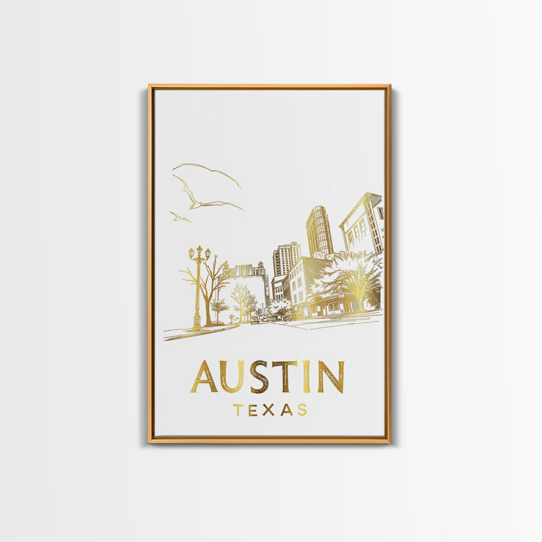 Austin Texas Travel Poster, Canvas Print, Elegant City Illustration, Austin City Art, Travel Wall Art, Vintage Travel Art, Travel Posters