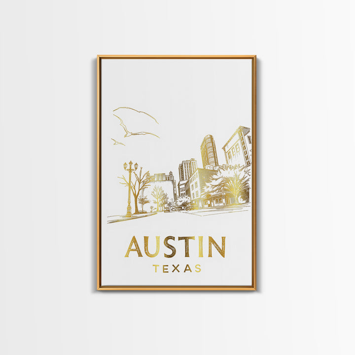 Austin Texas Travel Poster, Canvas Print, Elegant City Illustration, Austin City Art, Travel Wall Art, Vintage Travel Art, Travel Posters