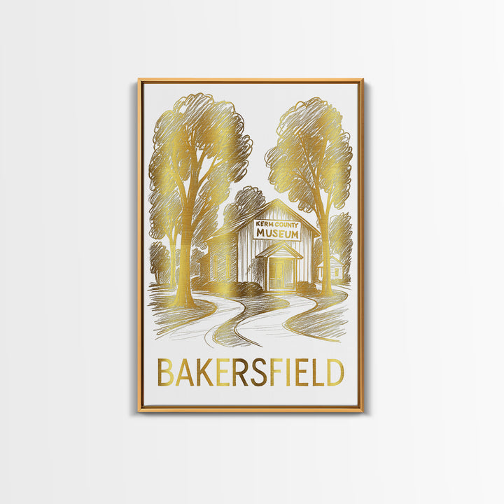 Bakersfield Travel Poster, Framed Canvas Print, Minimalist Poster Art, Bakersfield Art Print, Travel Wall Art, Wanderlust Decor