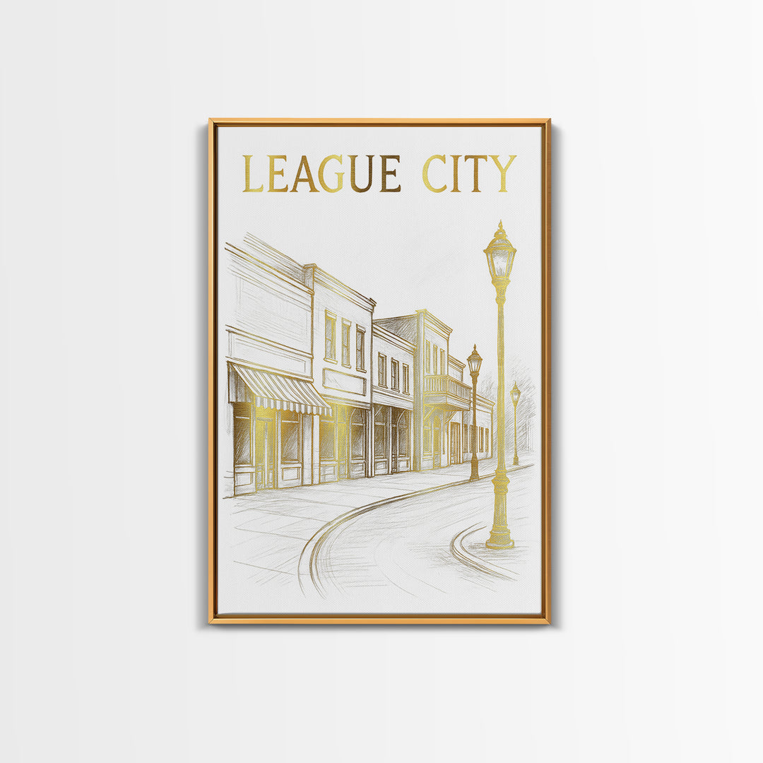 League City Texas Travel Poster, Canvas Print, Minimalist Poster Art, League City Art Print, Travel Wall Art, Skyline Art, Wanderlust Decor