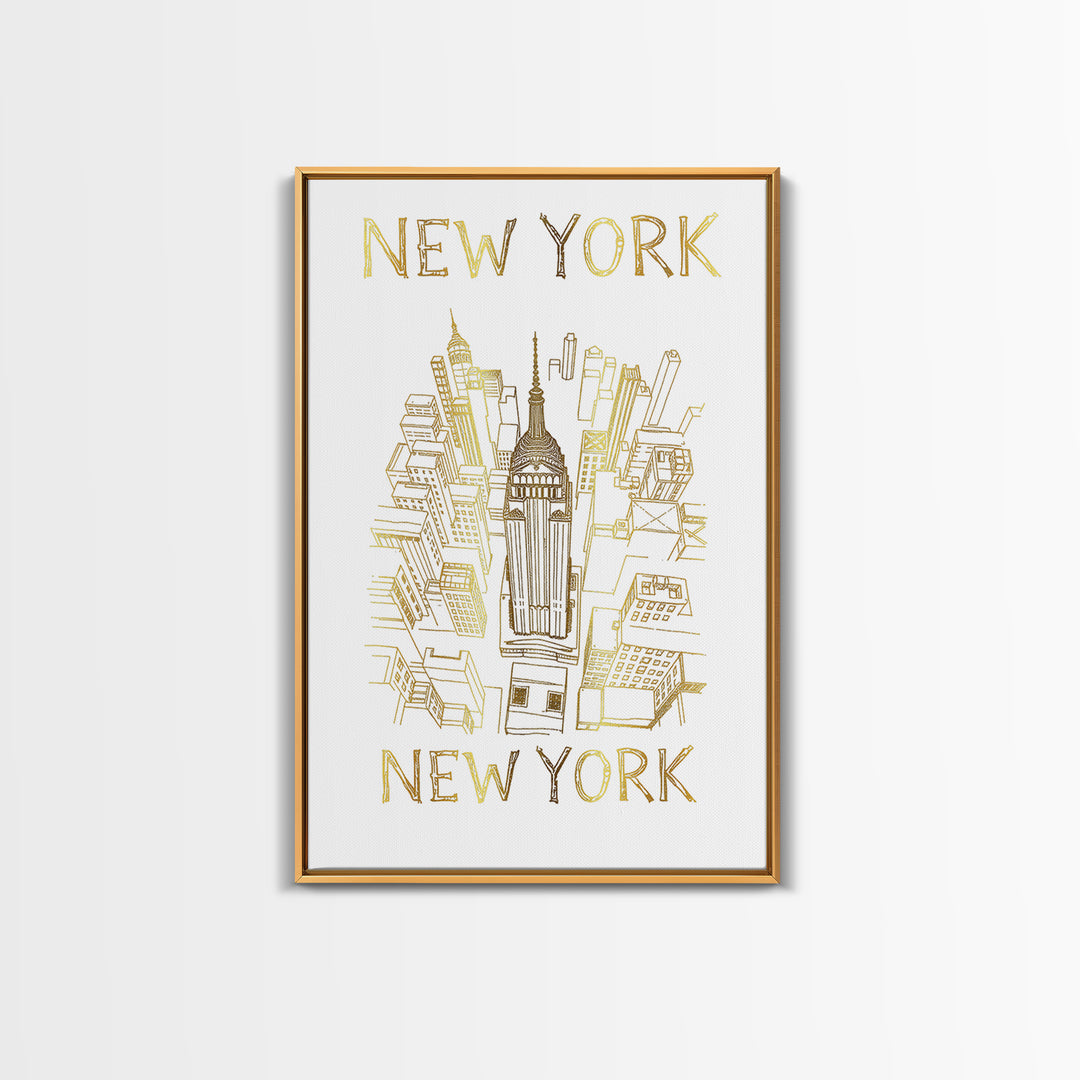 New York Travel Poster, Canvas Print, Elegant City Illustration, New York Art Print, Living Room Wall Art, Travel Wall Art, Art Print
