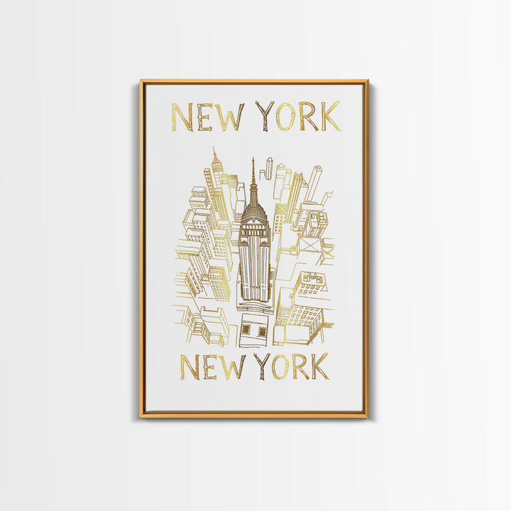 New York Travel Poster, Canvas Print, Elegant City Illustration, New York Art Print, Living Room Wall Art, Travel Wall Art, Art Print