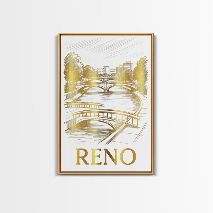 Reno Travel Poster, Framed Canvas Print, Minimalist Poster Art, Reno Poster Print, Vintage City Poster, Travel Poster Set, Travel Print