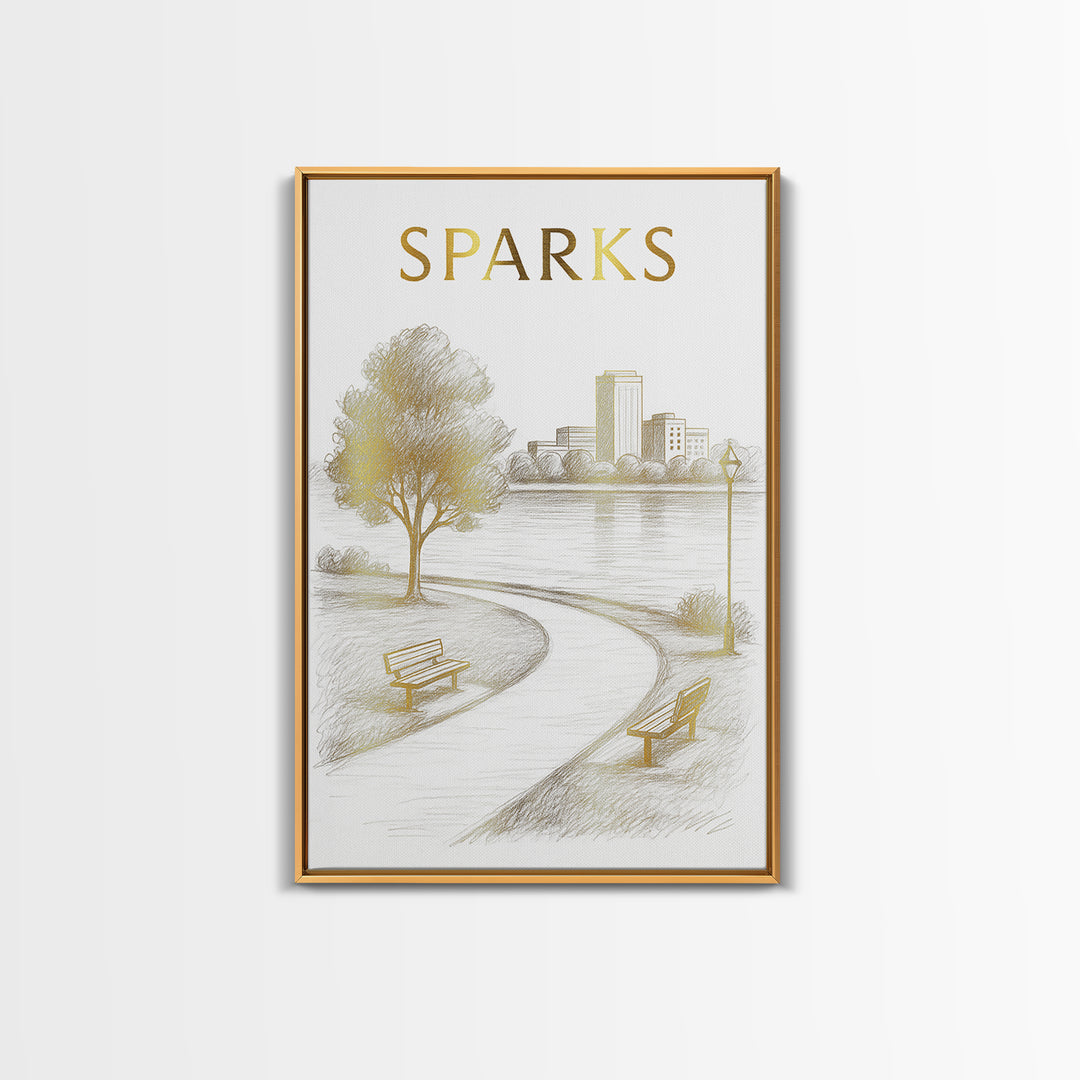 Sparks Nevada Travel Poster, Canvas Print, Elegant City Illustration, Sparks City Art, Travel Art Print, Retro Travel Print, Home Decor