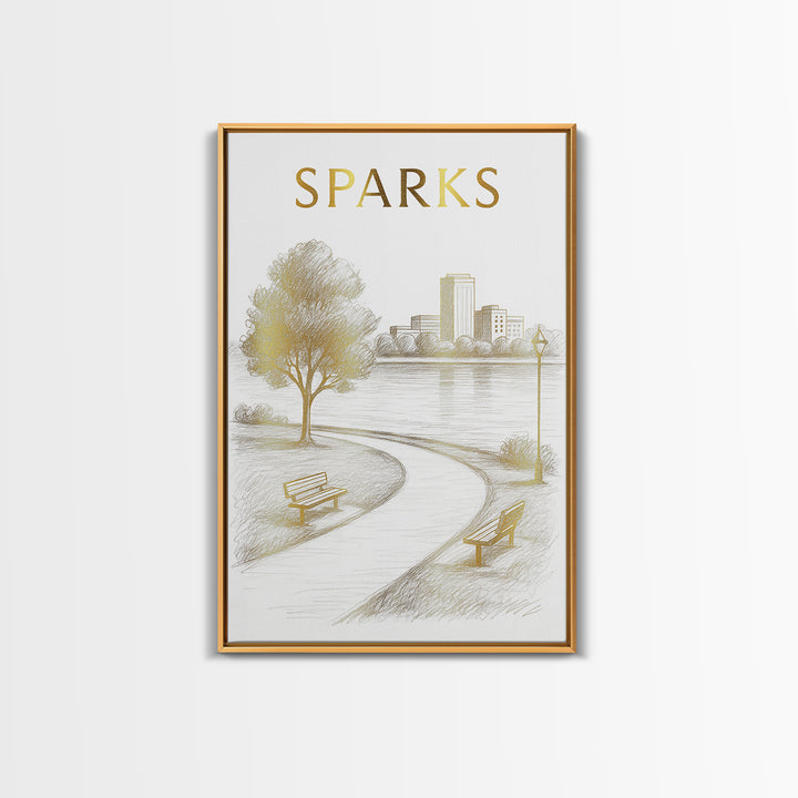 Sparks Nevada Travel Poster, Canvas Print, Elegant City Illustration, Sparks City Art, Travel Art Print, Retro Travel Print, Home Decor
