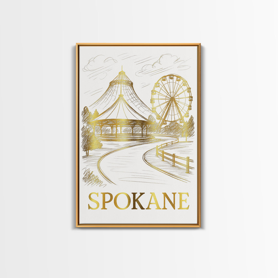 Spokane Travel Poster, Canvas Print, Minimalist Poster Art, Spokane Wall Art, Living Room Wall Art, Retro Travel Print, Vintage City Poster