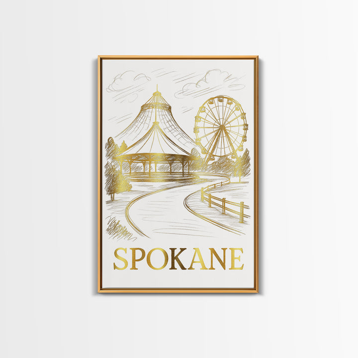 Spokane Travel Poster, Canvas Print, Minimalist Poster Art, Spokane Wall Art, Living Room Wall Art, Retro Travel Print, Vintage City Poster