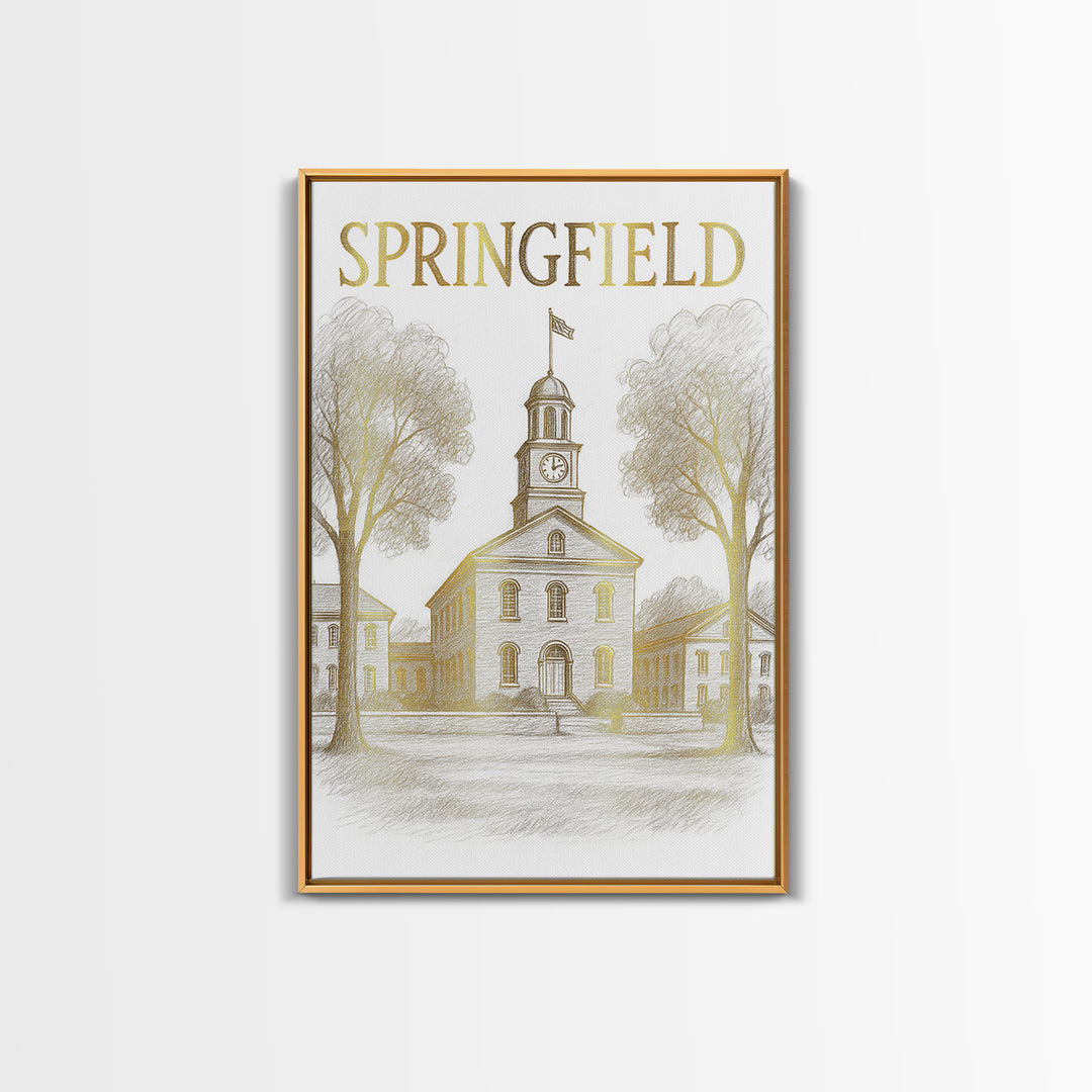 Springfield Travel Poster, Framed Canvas Print, Minimalist Poster Art, Springfield Poster Print, Travel Art Print, Travel Poster Set
