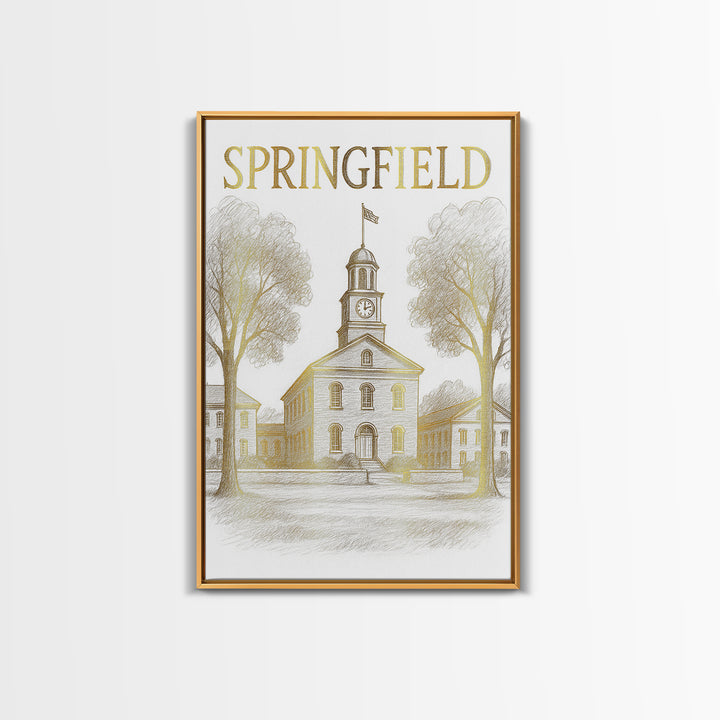 Springfield Travel Poster, Framed Canvas Print, Minimalist Poster Art, Springfield Poster Print, Travel Art Print, Travel Poster Set