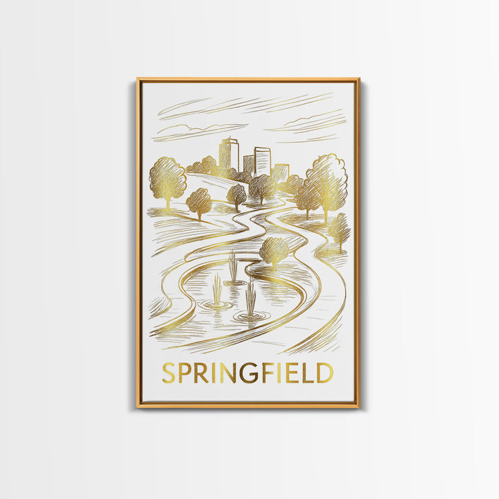 Springfield Travel Poster, Framed Canvas Print, Elegant City Illustration, Springfield City Art, Vintage Travel Art, Travel Poster Set