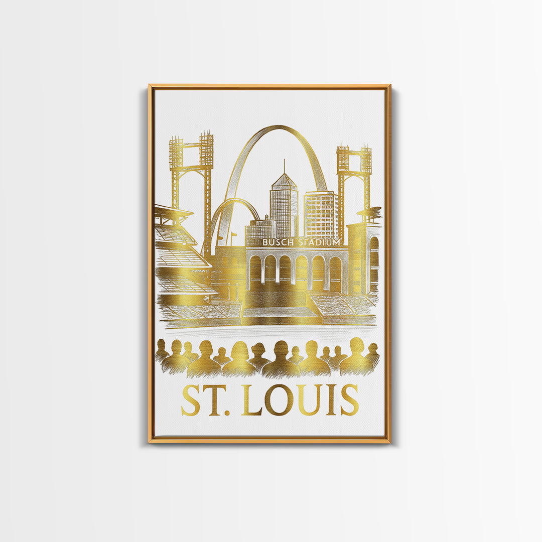 St Louis Travel Poster, Canvas Print, Gold Line Drawing Wall Art, St Louis Art Print, Travel Poster Set, Travel Art Print, Fine Art Print