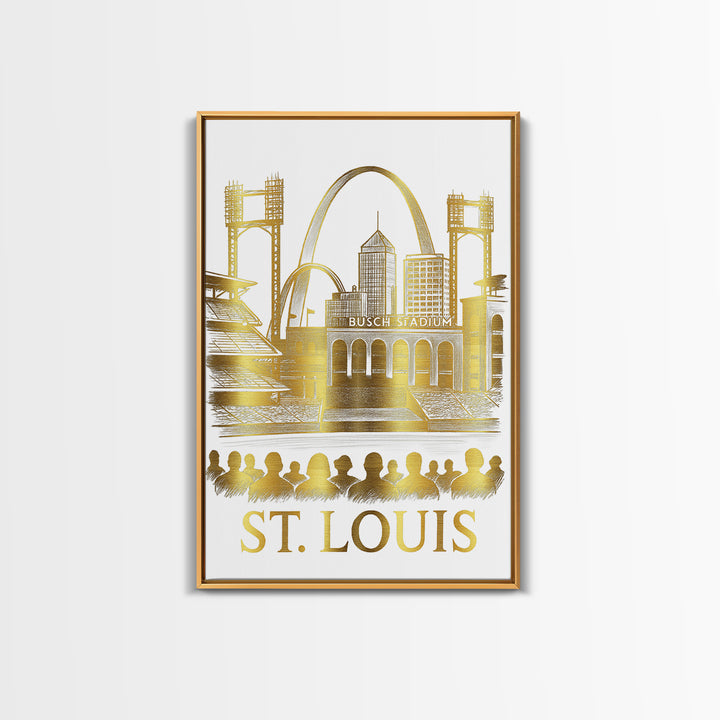St Louis Travel Poster, Canvas Print, Gold Line Drawing Wall Art, St Louis Art Print, Travel Poster Set, Travel Art Print, Fine Art Print