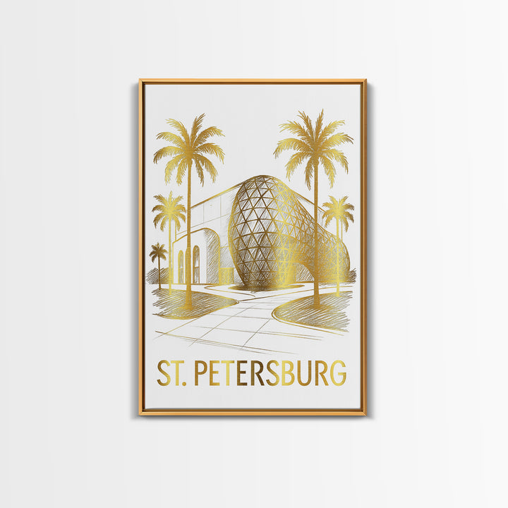 St Petersburg Travel Poster, Canvas Print, White And Gold Sketch Art, St Petersburg Art Print, City Illustration, Travel Wall Decor