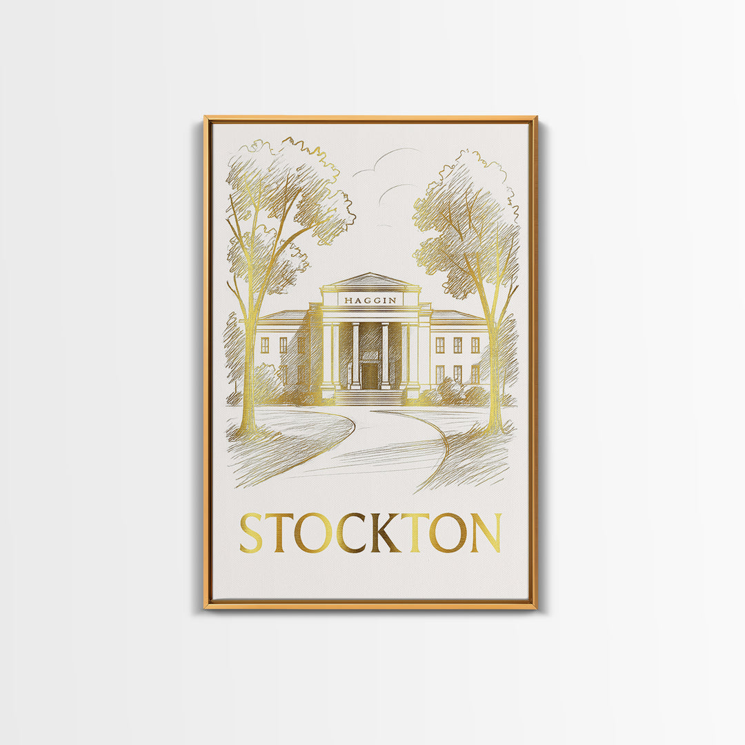 Stockton Travel Poster, Canvas Print, Elegant City Illustration, Stockton Wall Art, Vintage Travel Print, Travel Art Print, City Art Print