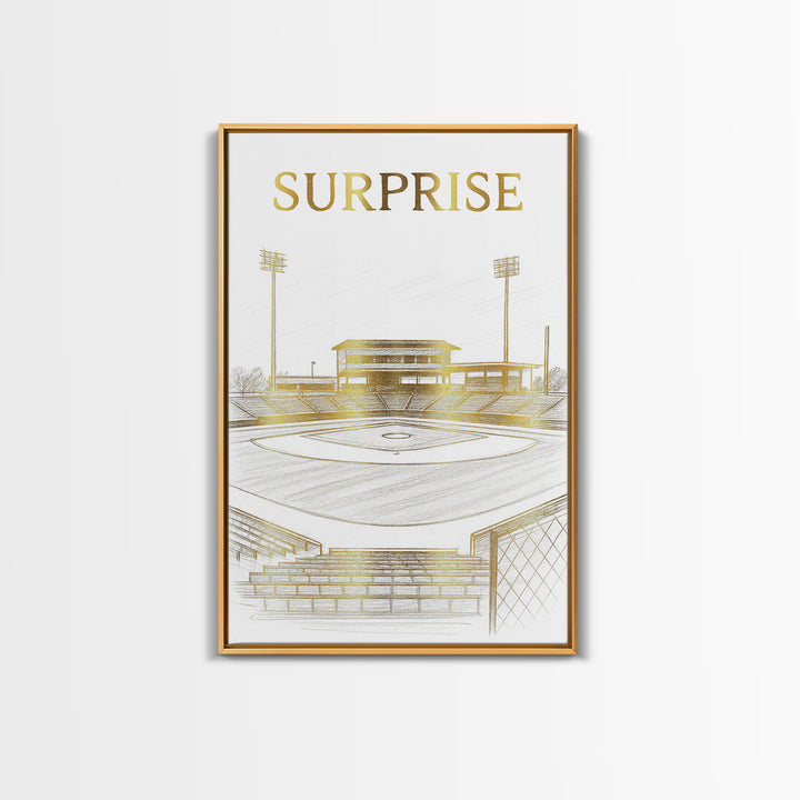 Surprise Arizona Travel Poster, Canvas Print, Gold Line Drawing Wall Art, Surprise Art Print, Travel Art, Travel Poster Set, Home Decor